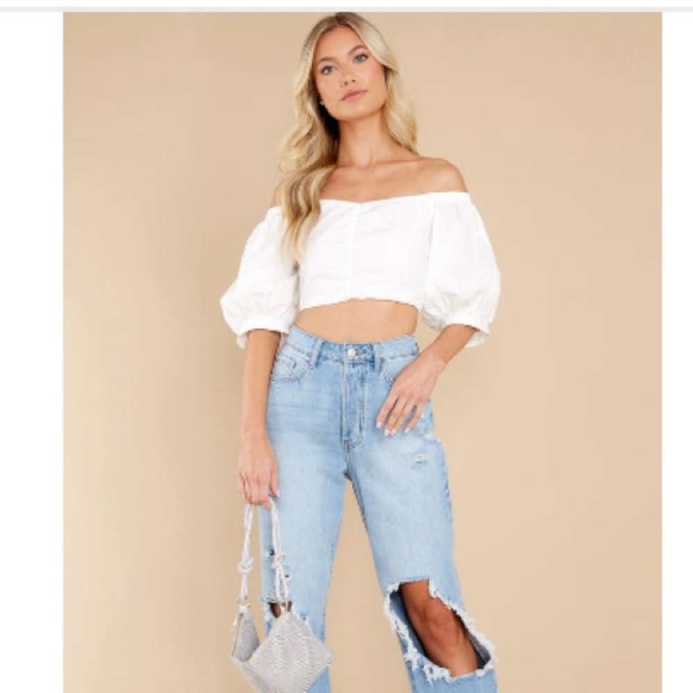 Cropped puff sleeve top